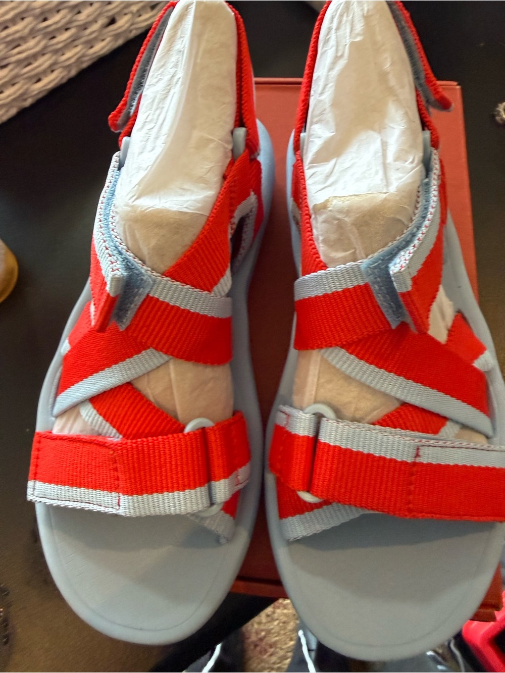 Camper Red and Light Blue Women's Strap Sandals